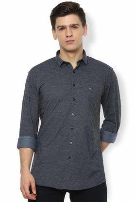 textured cotton slim fit mens formal shirt - light blue