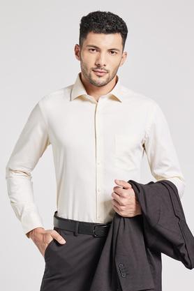 textured cotton slim fit mens shirt - yellow
