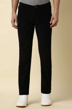 textured cotton super slim fit men's trousers - black