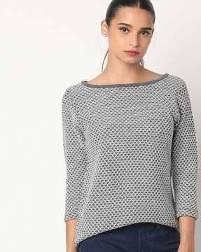 textured crew-neck sweater