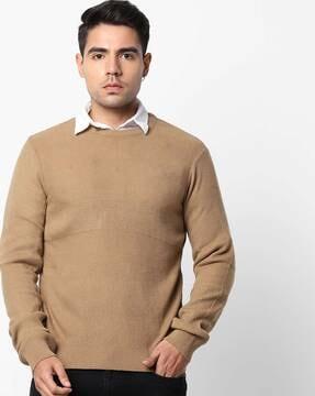 textured crew-neck sweatshirt