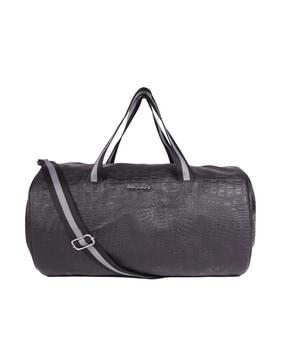 textured duffel bag with adjustable strap