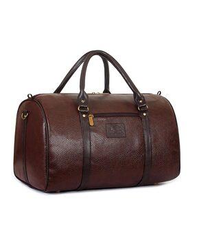 textured duffle bag with detachable strap