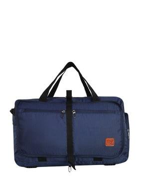 textured duffle bag with trolley sleeve