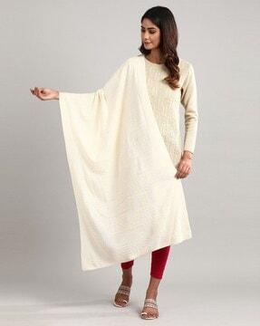 textured dupatta with ribbed edges