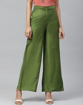 textured flared trousers