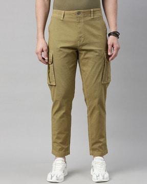 textured flat-front cargo pants