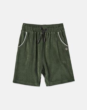 textured flat front shorts