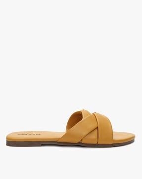 textured flat sandals