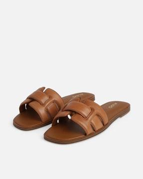 textured flat sandals