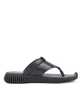textured flat slip-on sandals