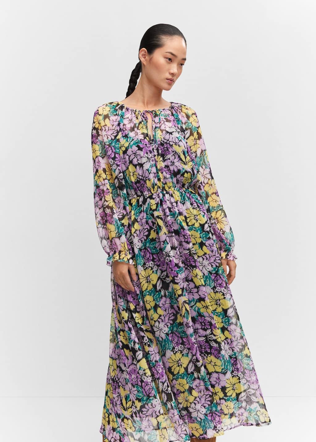 textured floral-pattern dress