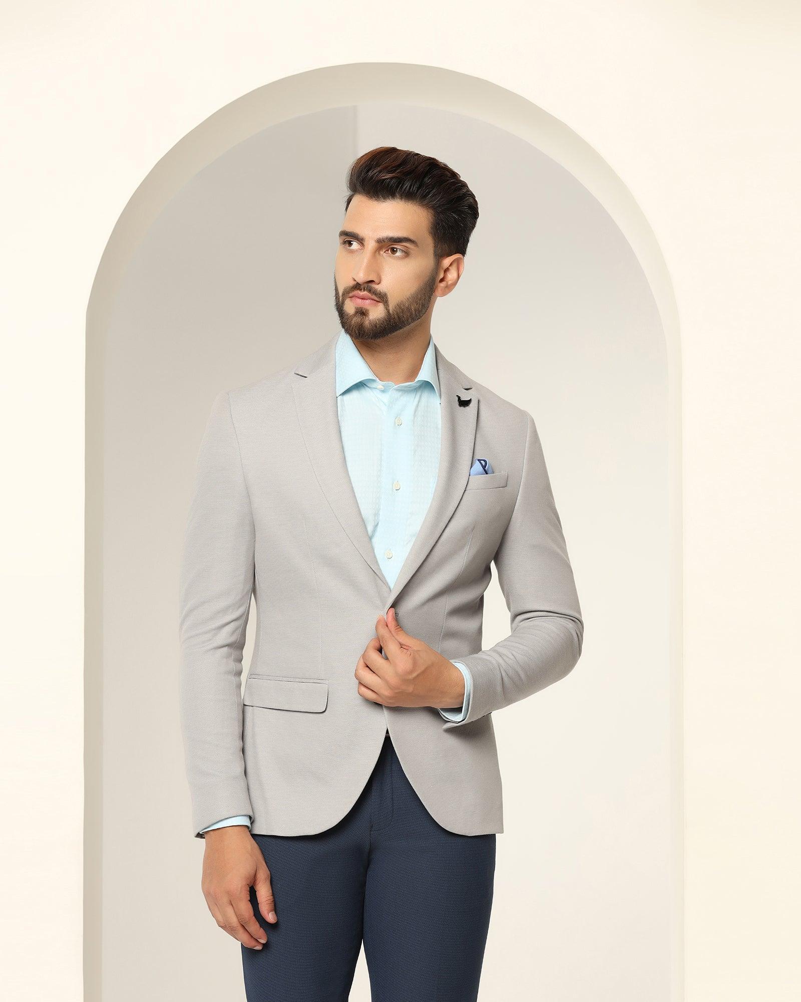 textured formal blazer in grey (jesse)