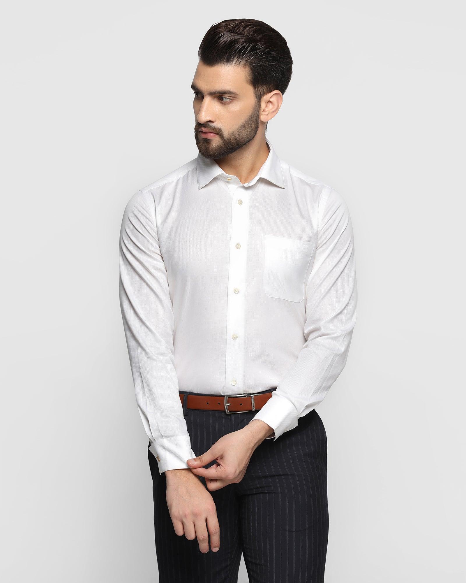 textured formal premium shirt in white (scotch)