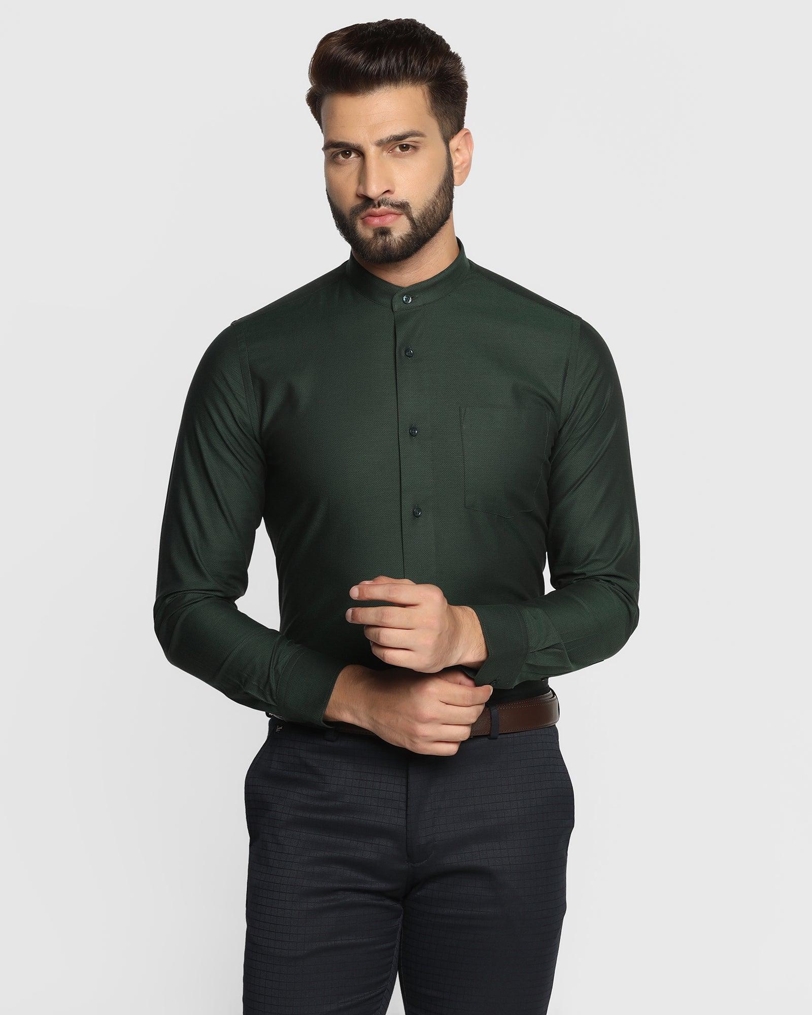 textured formal shirt in green (arza)