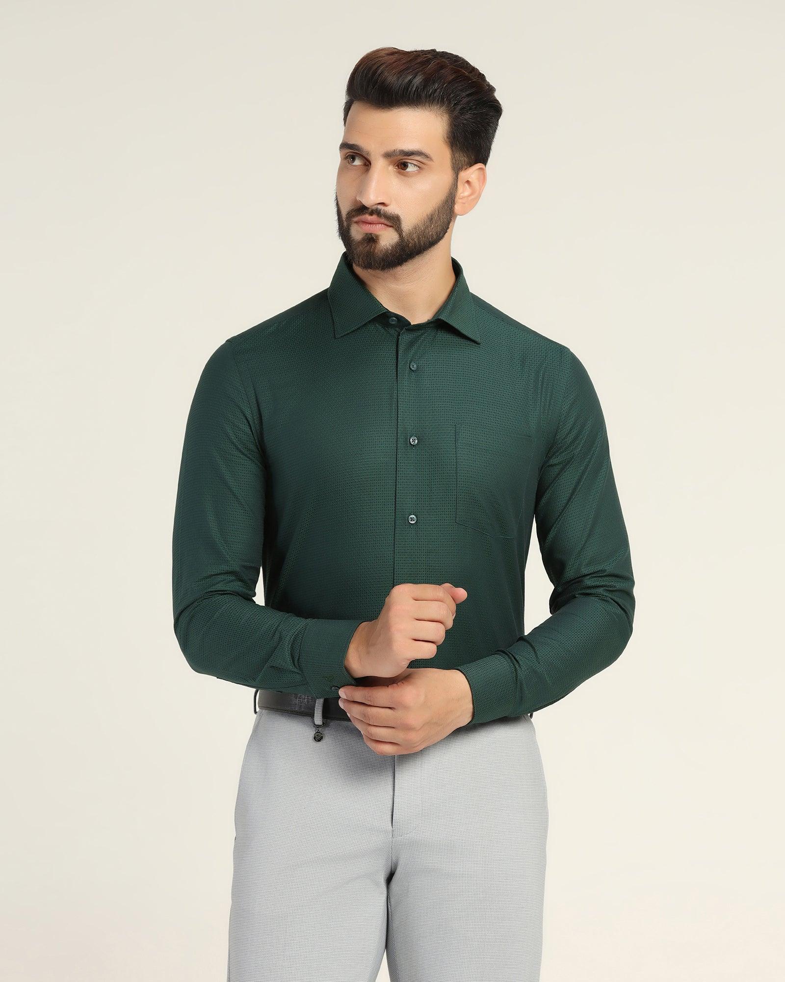 textured formal shirt in green (dollar)