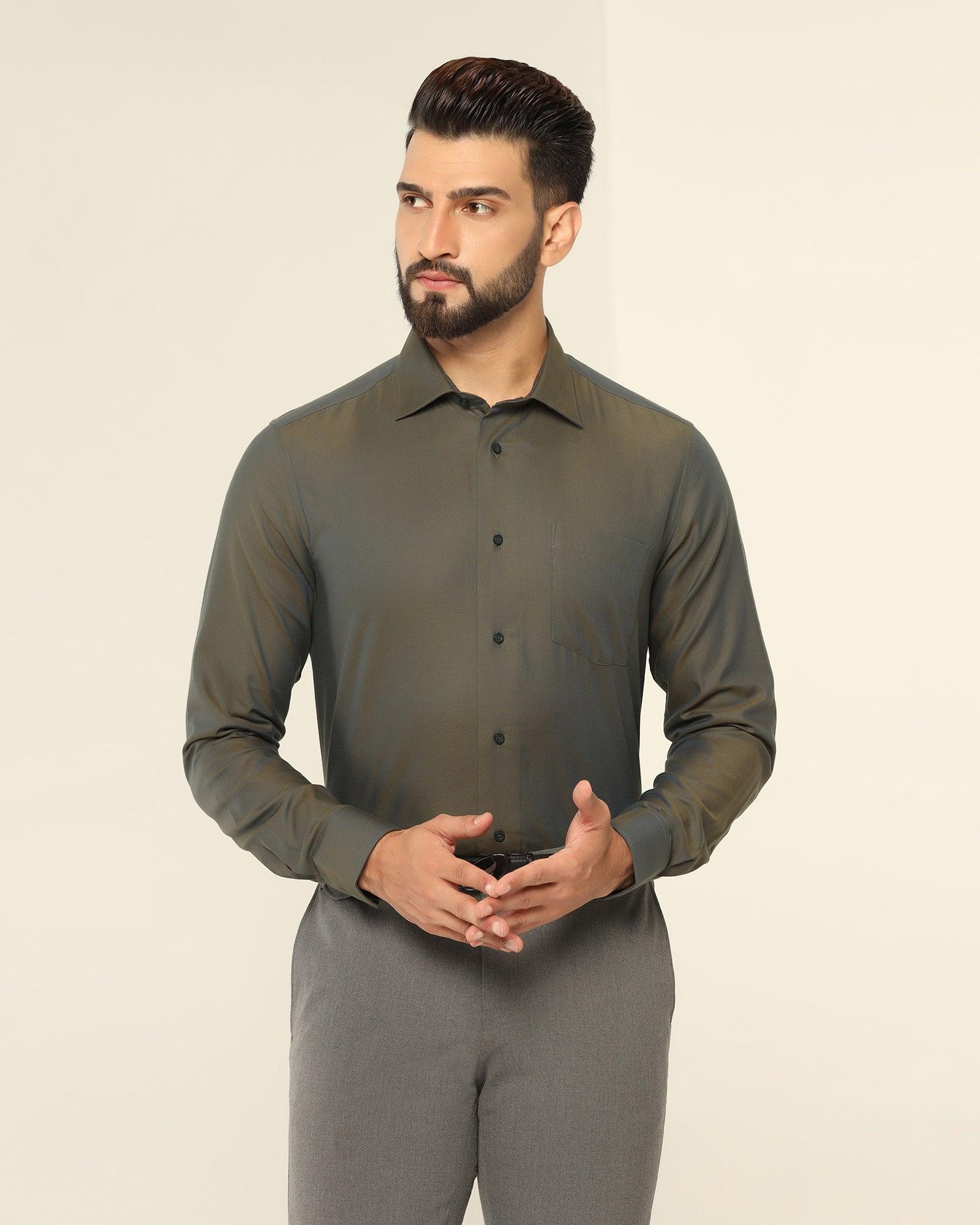 textured formal shirt in green (setal)