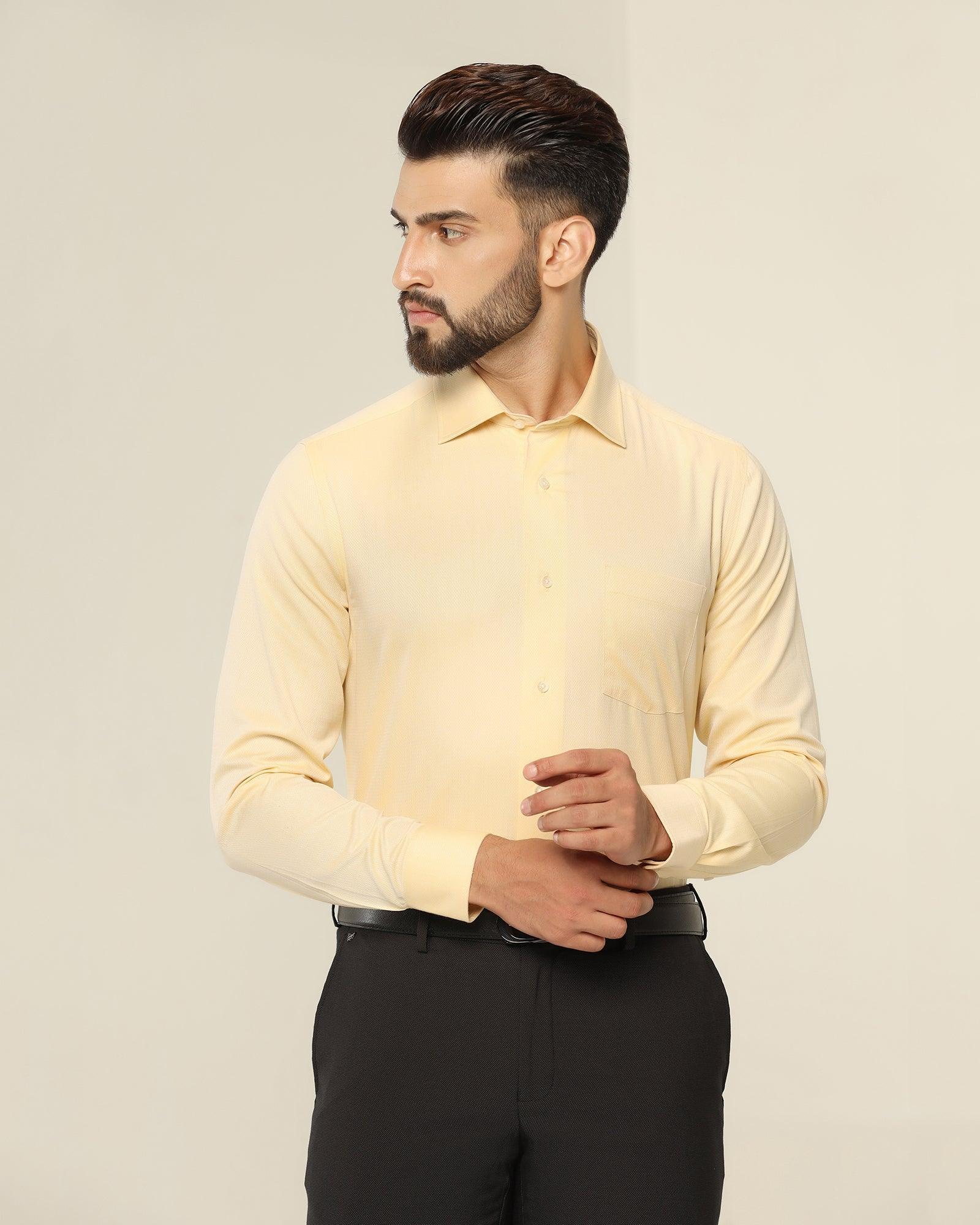 textured formal shirt in yellow (pound)