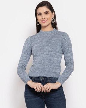 textured full sleeve pullover