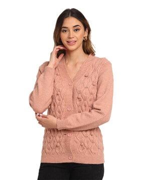 textured full-sleeves cardigan