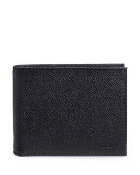 textured genuine leather bi-fold wallet