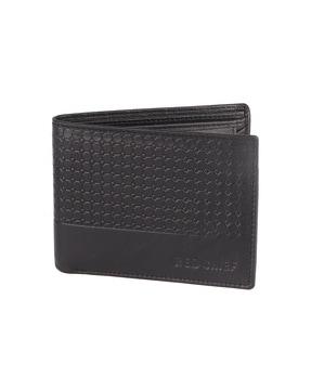 textured genuine leather bi-fold wallet