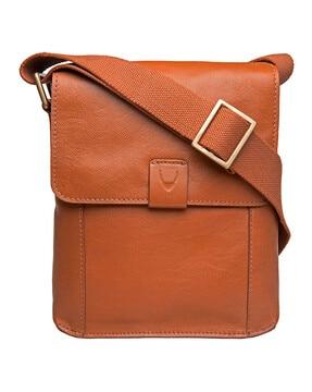 textured genuine leather crossbody bag