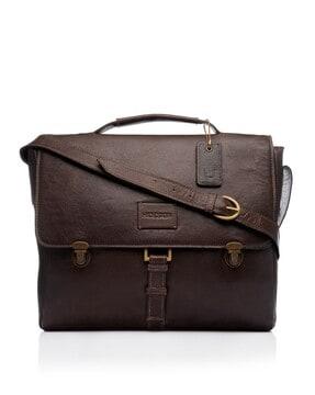textured genuine leather messenger bag