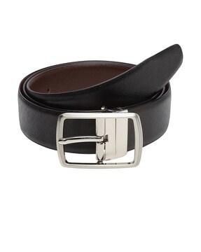 textured genuine leather reversible belt