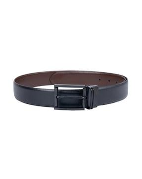 textured genuine leather reversible slim belt