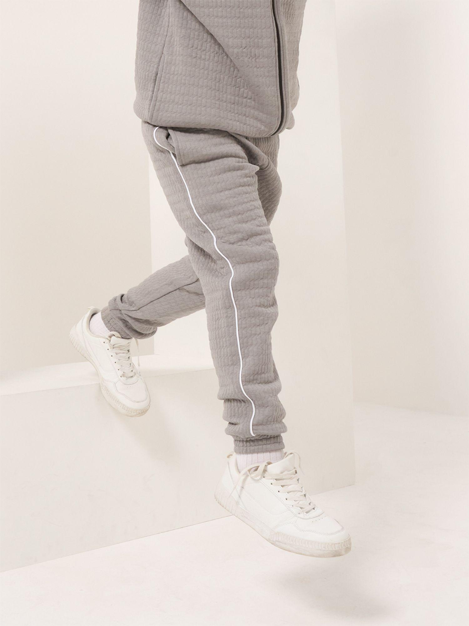 textured grey joggers