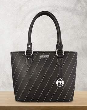 textured handbag with branding