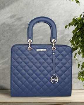 textured handbag with branding