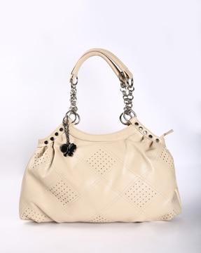 textured handbag with double handles