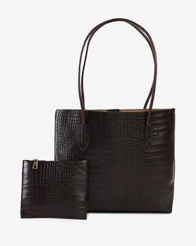 textured handbag with pouch