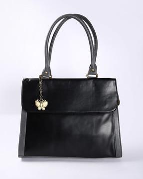 textured handbag with short handles