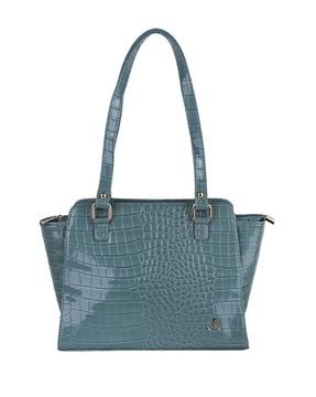 textured handbag with zip-closer