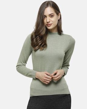 textured high-neck pullover