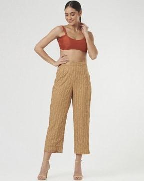 textured high-rise pants