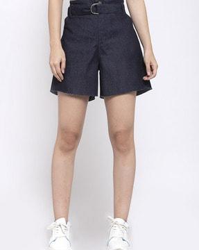 textured high-rise shorts