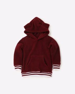 textured hoodie with kangaroo pocket