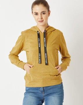 textured hoodie with kangaroo pockets