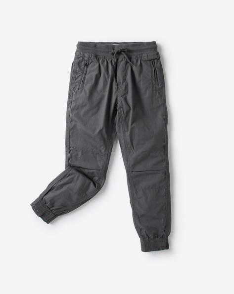 textured jogger pants with elasticated drawstring waistband