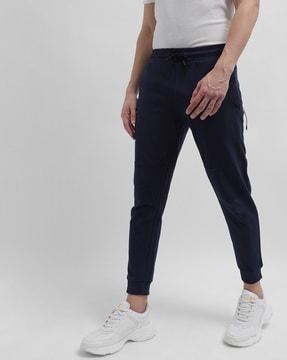 textured joggers with drawstring waist