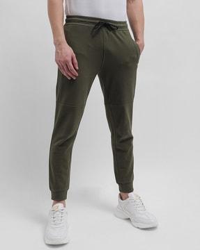 textured joggers with drawstring waist