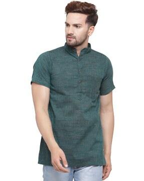 textured kurta with patch pocket