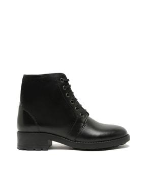 textured lace-up boots