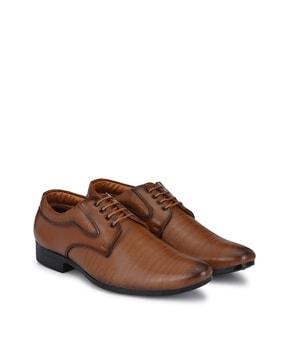 textured lace-up derby formal shoes