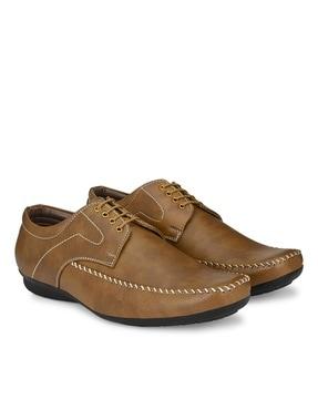 textured lace-up derby formal shoes