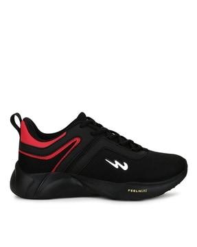 textured lace-up running sports shoes